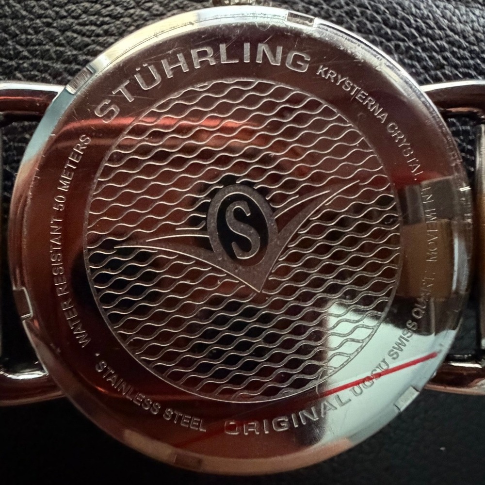 Stuhrling Original Mens Watch Two Tone Gold Silver Black Dial Swiss Quartz 0030 - Picture 5 of 5